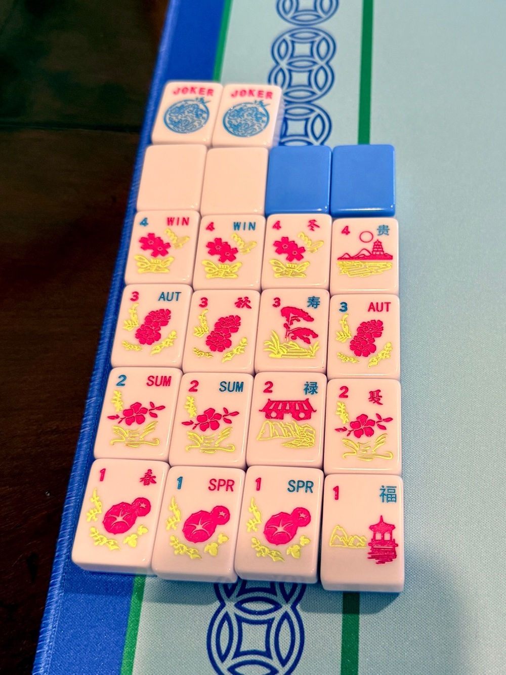 New, American Mahjong Set - 166 Tiles with Blue Back - Picture 3 of 8